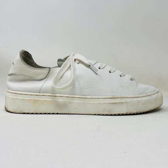Sam Edelman Soft LEather Sneaker Lace Up Shoe White Raw Edge Casual - 8 - Picture 2 of 8